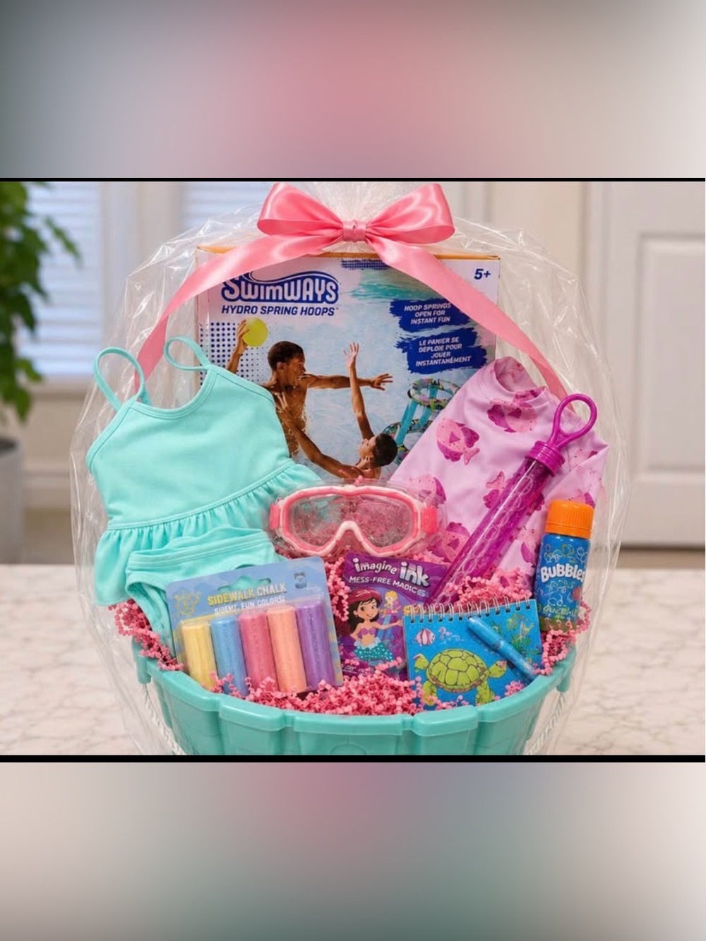 Girls Summer Swim Gift Bucket | 3T | Pool & Beach Gift Set | Gift Ready